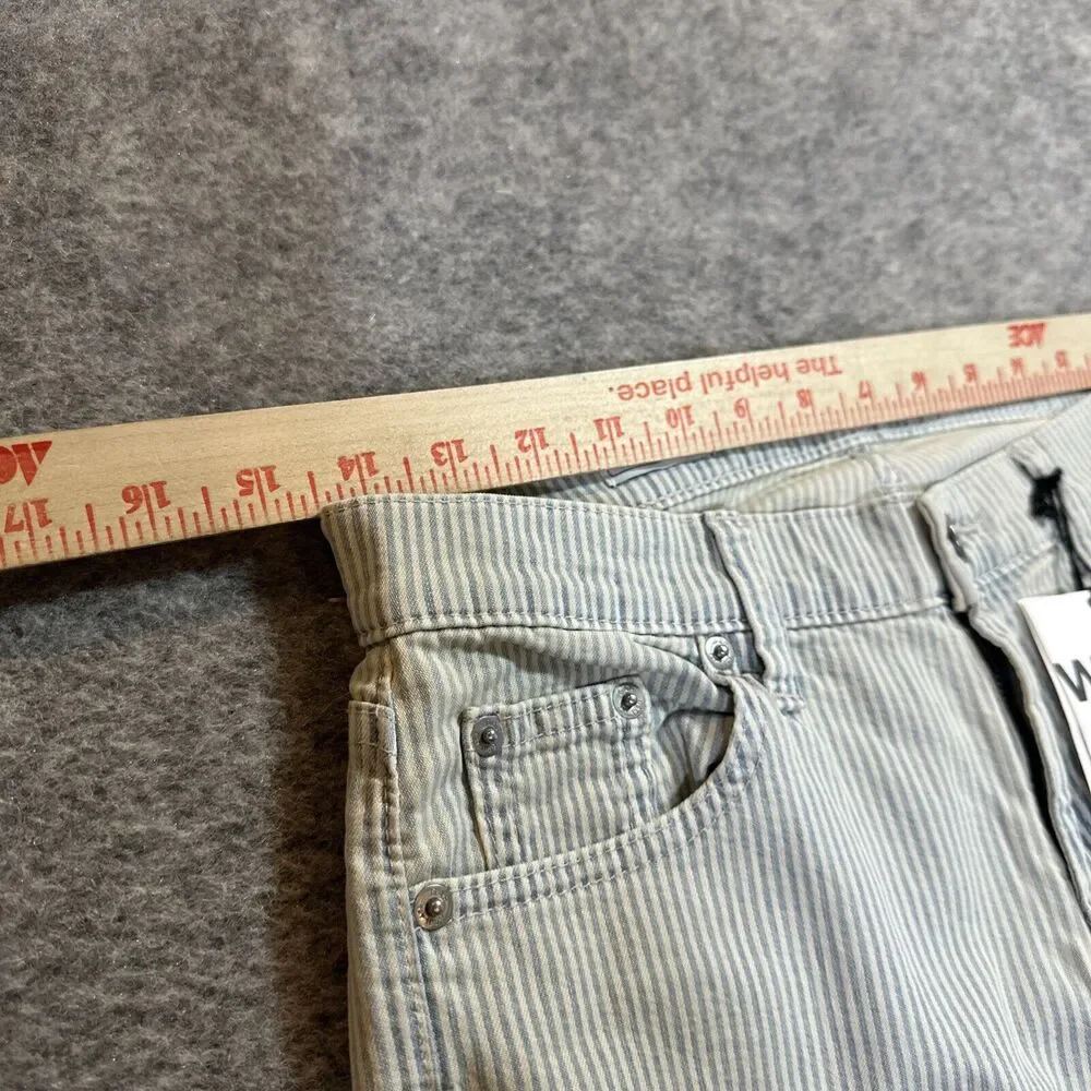 New Gap 1969‎ Girlfriend Jeans Womens 25r White Blue Pinstripe Bleached Railroad